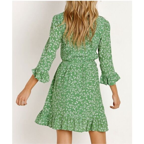 Faithfull the Brand Carmel Dress Violette Print Green size  8 - Picture 4 of 15